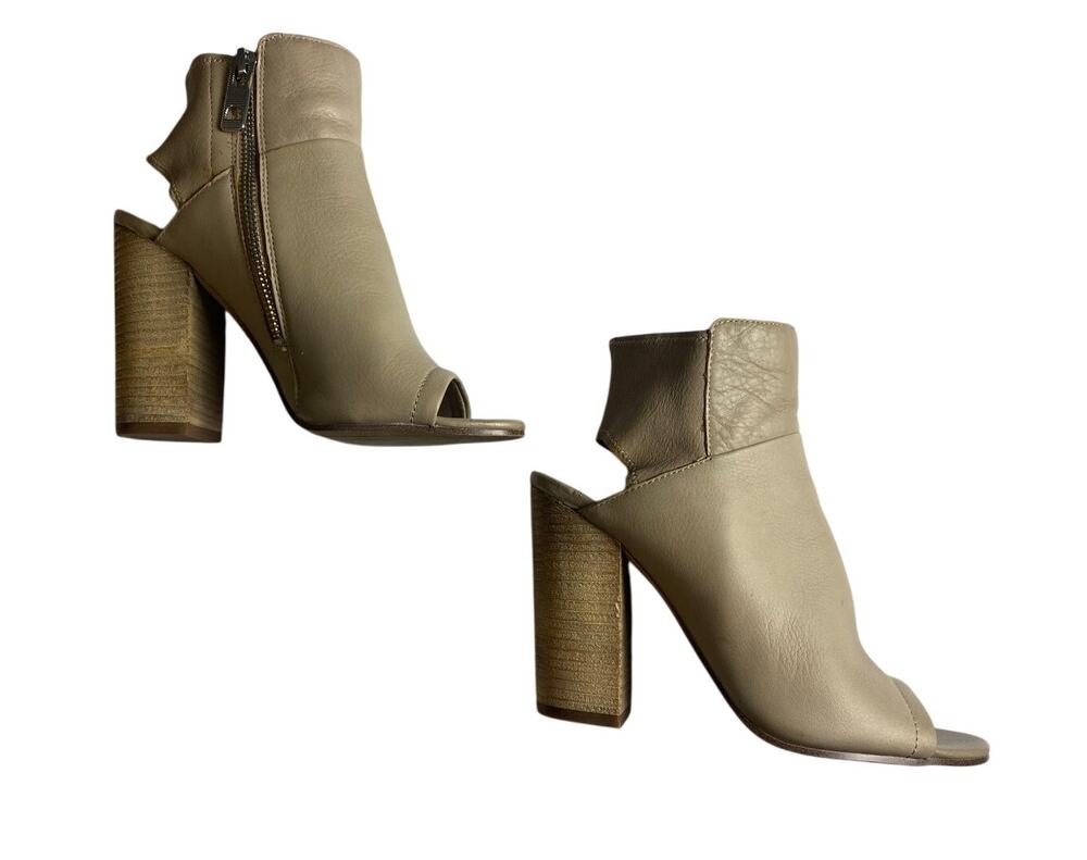 Dolce Vita Light Taupe Leather Open Heel and Toe 4-inch Booties Women's Size 6